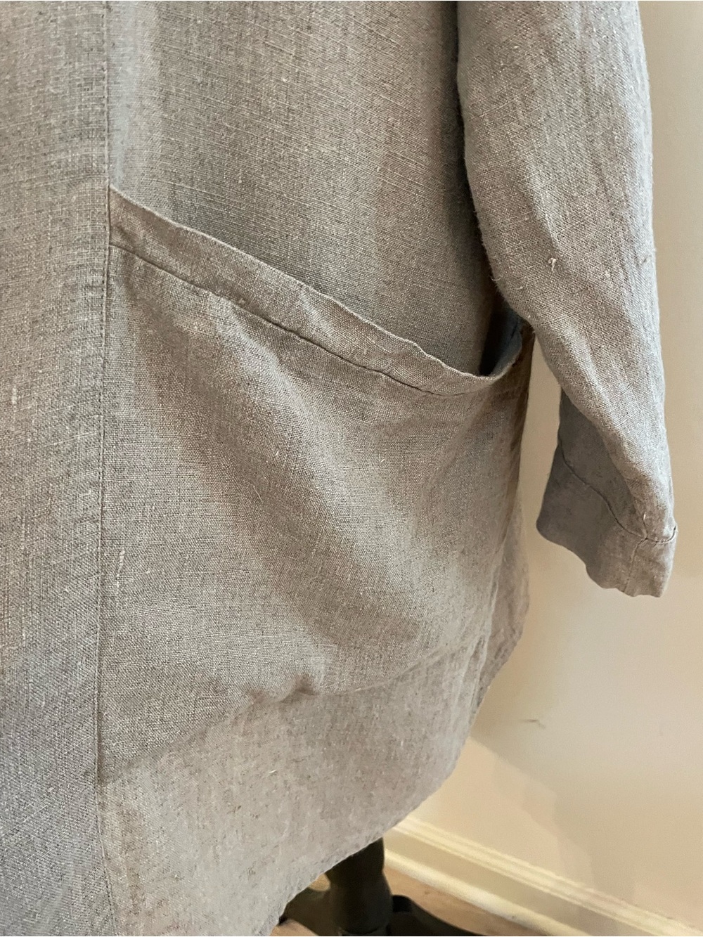 Flax Lagenlook Taupe/Beige 100% Linen Button Front Jacket Artsy Flowy Boho L - Picture 5 of 9